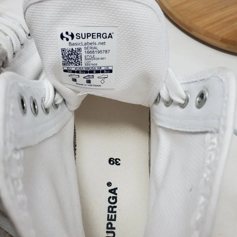 Superga Platform‎ Shoes Womens 8 White Canvas High Chunky Lug Sole Sneaker